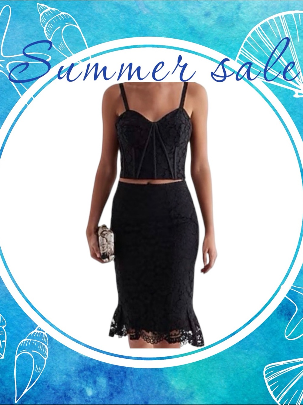 Express Peplum Lace Skirt with Matching Corset Top